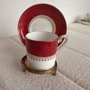 Vintage Royal Swansea Bone China Red & Gold Demitasse Cup & Saucer Set gift